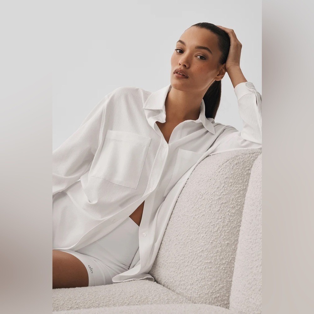 Alo Yoga Dreamscape Button Down Long Sleeve White M - Picture 3 of 10
